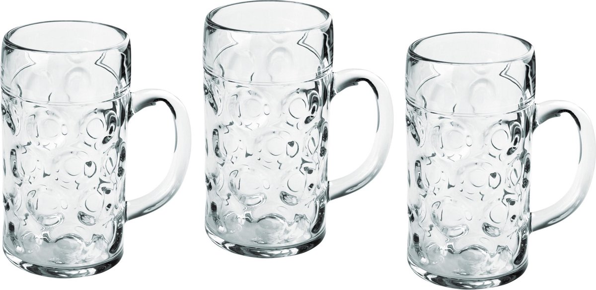 15x Bierpullen/bierglazen 1.3 liter/130 cl/1300 ml van onbreekbaar kunststof - 1.3 liter pullen - Bierfeest/Oktoberfest pul - Bierpul glazen