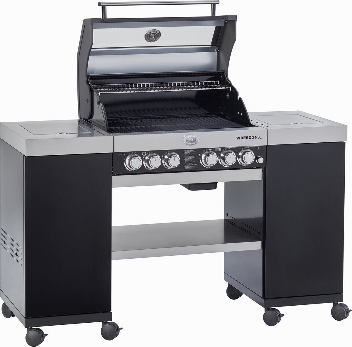 Rösle Barbecue Gas Videro G4-SL 30 mbar - RVS - 154x60x118 cm - Zilver