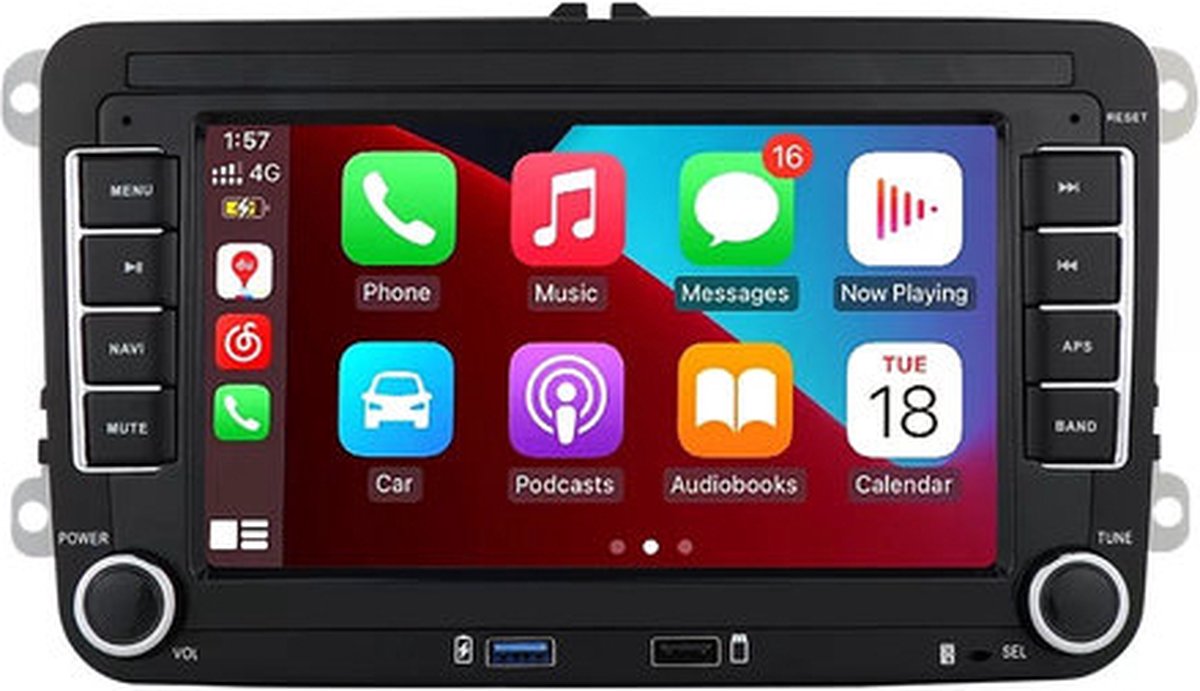 Multimedia Autoradio Android 12 Voor VW Polo/Golf/Seat/Skoda 2003-2015 2GB+32GB CarPlay/Auto/WiFi/RDS/GPS/RDS/DSP/NAV/DAB+