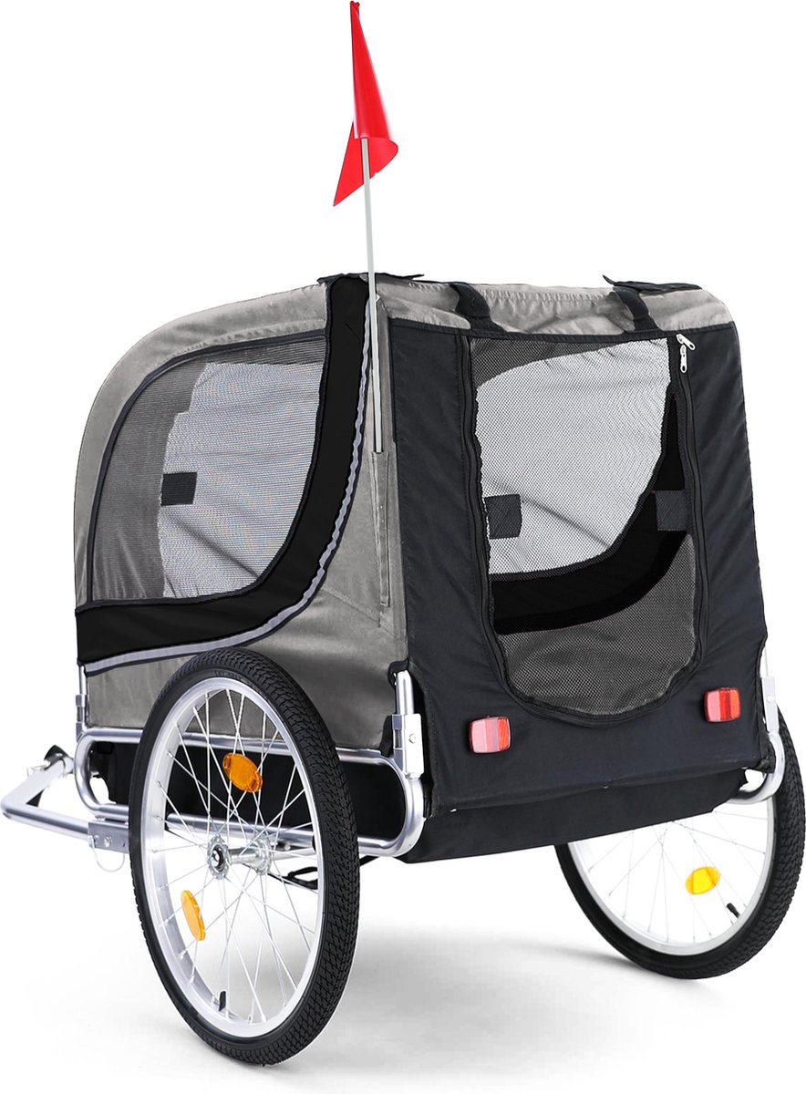 Hondenfietskar Fietskar Hond Mand Hondenkar Opvouwbaar Grijs/Zwart Tot 40 KG