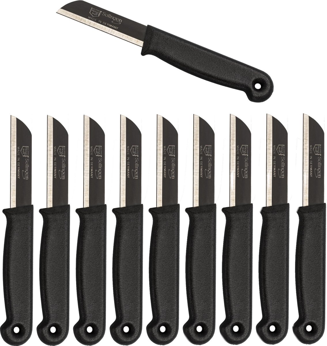 Solingen Schilmesje - RVS Glad - 16 cm met "Blade Cover" - Zwart - 500 Stuks