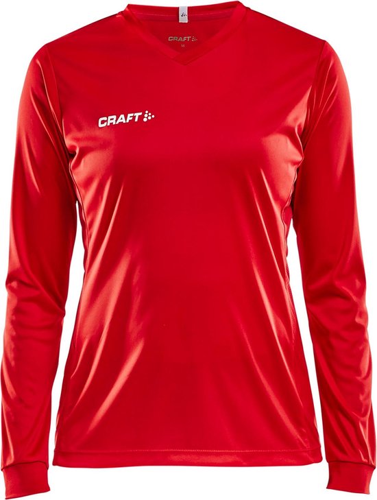 Craft Squad Jersey Solid LS Shirt dames Sportshirt - Maat S  - Vrouwen - rood/wit