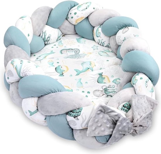 Baby Cocoon Bumper Reiswieg 100% katoen Anti-allergisch - babynestje \ Warm nest baby 75x45 cm
