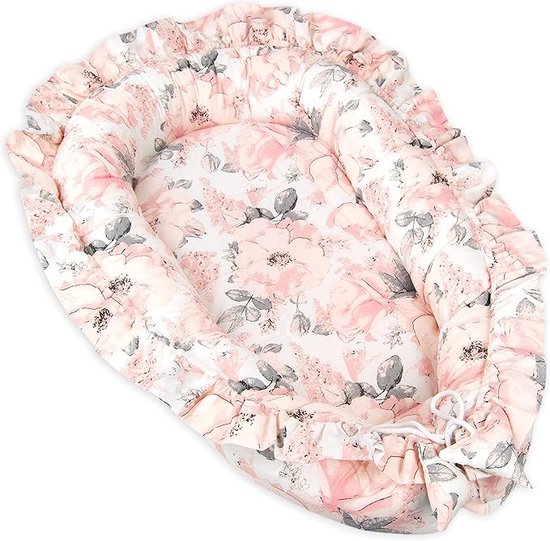 Baby Cocoon Bumper Reiswieg 100% katoen Anti-allergisch - babynestje \ Warm nest baby 55 x 90 cm (Flower)