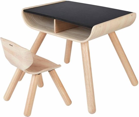 PlanToys Houten Speelgoed Tafel & Stoel - Zwart