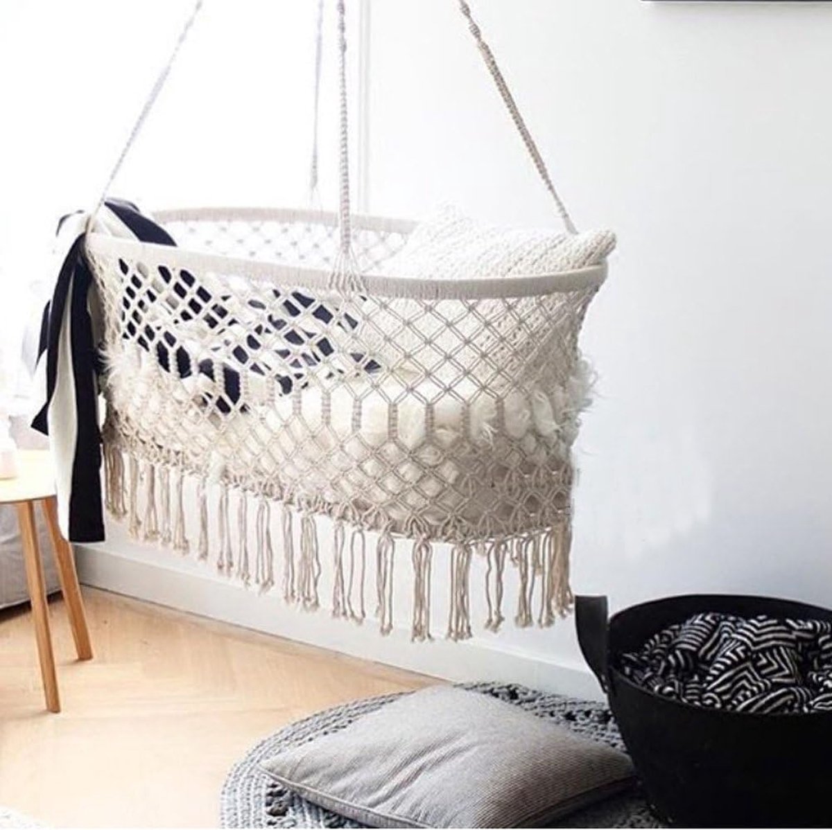Baby Cradle Cot Baby Cradle Tassel Hanging Bed Hammock Brasil Comfort Cot Miansheng Weave Baby Wieg Wieg Baby Wieg Kwast Hangend Bed Hangmat Brasil Comfort Wieg Miansheng Weefsel