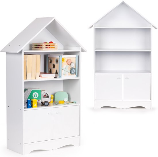 Opbergkast - speelgoedkast - 74x28x115 cm - wit