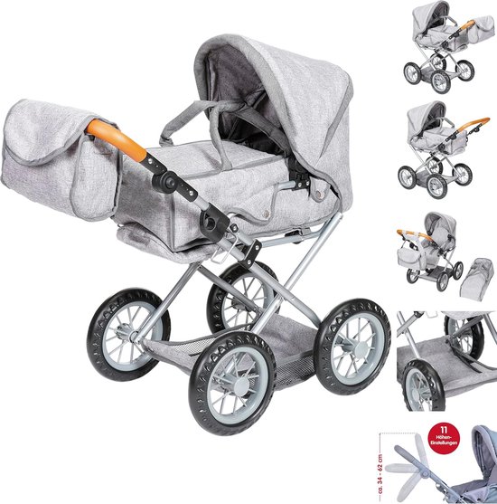 Kinderwagen voor poppen Ruby-bruin, steen, 63132, grijs, 51 x 37 x 64 cm