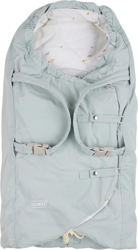 Voksi Carry – Zachte reiswieg en voetenzak kinderwagen - Wandelwagen –  Dusty Green Flying