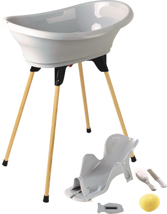 Thermobaby Vasco baby badje zacht grijs - complete set met standaard 7 in 1