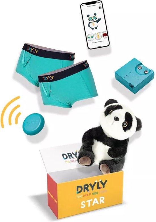 Dryly Plaswekker tegen Bedplassen voor Meisjes - Zindelijkheidstraining incl. App - Zender met Trilfunctie - Star Pakket - Maat 134/140