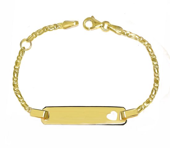 Juwelier Zwartevalk 9 Karaat Gouden Kinder Plaatarmband met hart 13.169/12-14cm