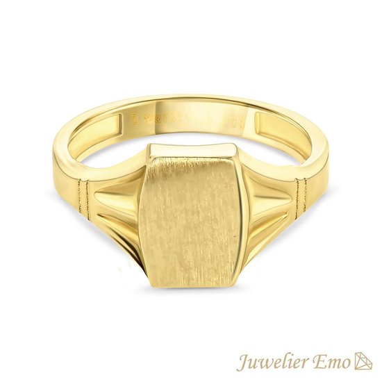 Juwelier Emo - 14 Karaat Gouden Kinderring jongens - KIDS - MATTE LOOK - MAAT 14.00