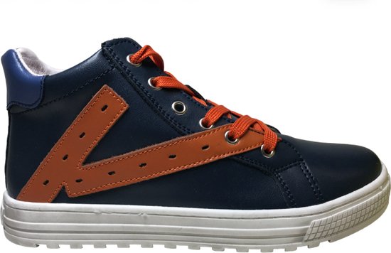 Naturino Snip High - mt 36 - veter rits hoge lederen sneakers - navy orange