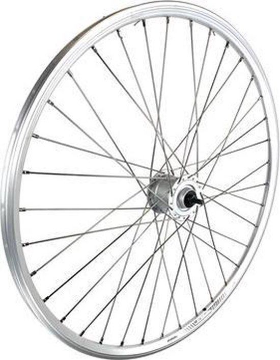Voorwiel 28 inch 622 zilver naafdynamo rvs spaak