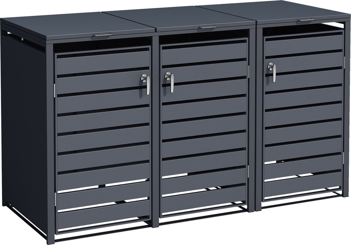 Container ombouw Jos - metaal antraciet - 3 containers