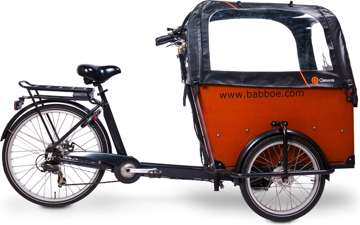 Regentent Luxe Zwart INCLUSIEF Stokkenset - ALLEEN geschikt voor de Babboe Big bakfiets - Qiewie