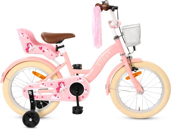 SJOEF Dolly Meisjesfiets 16 inch - Kinderfiets 4, 5 & 6 jaar Unicorn Roze
