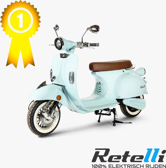 BEST GETEST - elektrische scooter - Retelli Vecchio Classico - blauw - Brom/snor - retro - incl kenteken, tenaamstelling en rijklaar maken