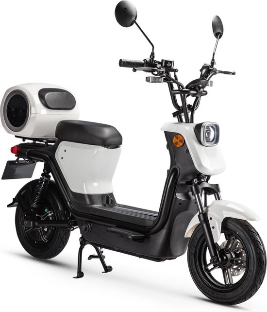 Evomaxx E scooter Pearl White + BOSCH motor, Lithium-Ion accu uitneembaar, actieradius 50-80 km* Blauw kenteken