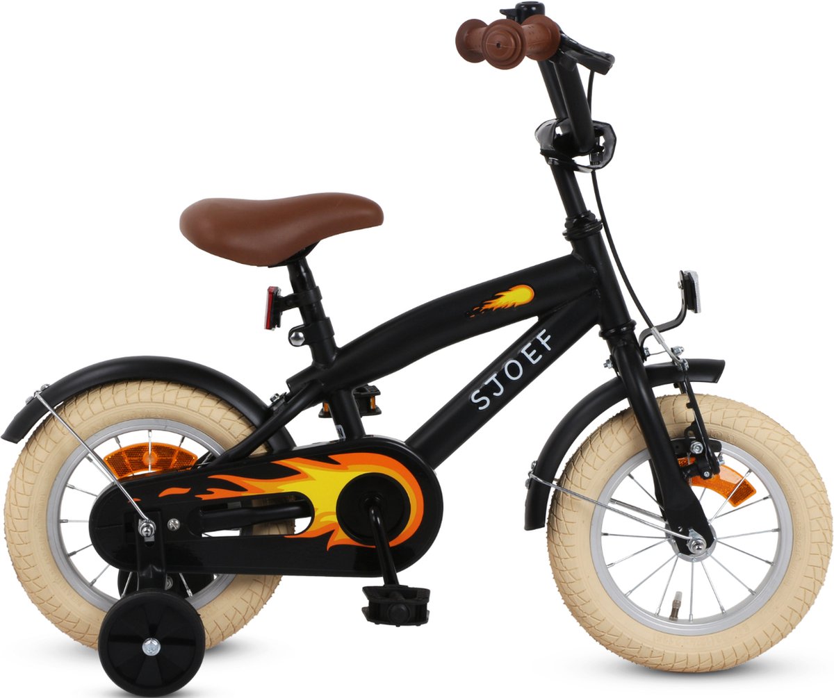 SJOEF Cruise Jongensfiets 12 inch - Mat Zwart