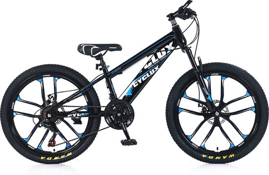Cyclux Road Bike Jongensfiets Mtb 24 Inch 21 Speed Shimano Blauw