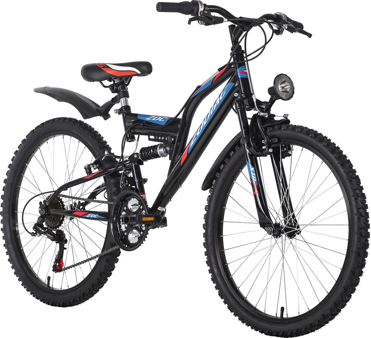 Ks Cycling Fiets Kinder mountainbike ATB 24'' Zodiac RH 38 cm zwart-rood - 38 cm