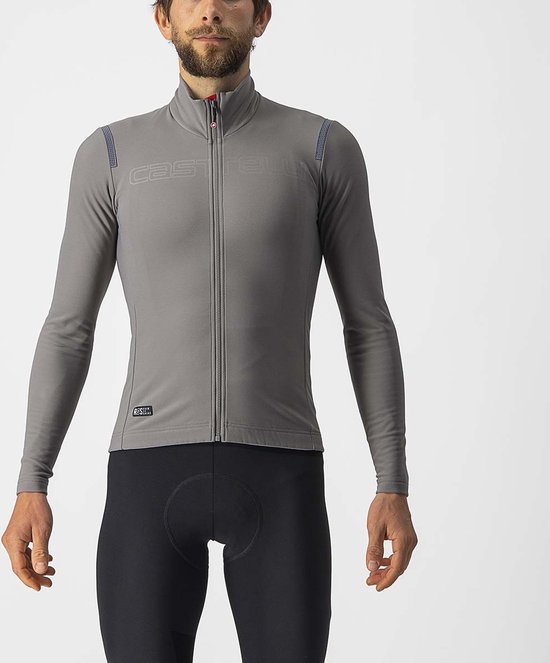 Castelli Fietsshirt lange mouwen waterafstotend Heren Grijs  - TUTTO NANO RoS JERSEY NICKEL GRAY - L