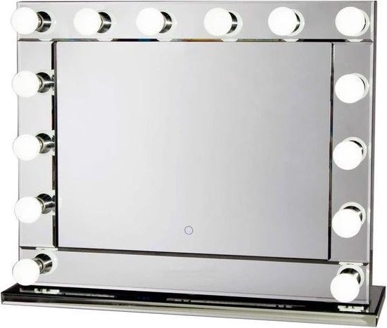 Bright Beauty Vanity hollywood make up spiegel met verlichting - 80 x 65 cm - dimbaar - rand van spiegelglas