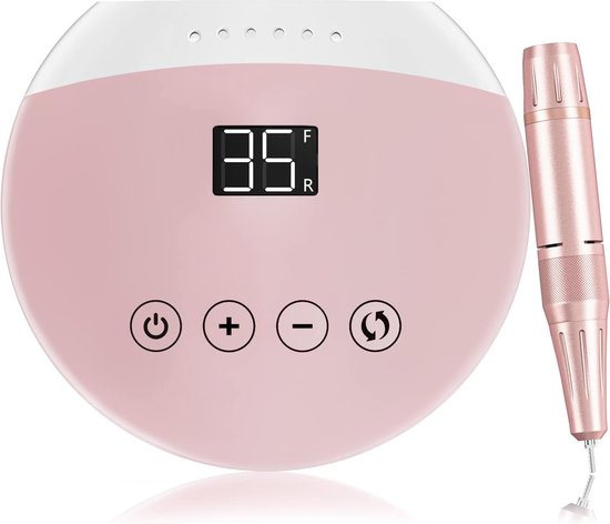 Professionele Nagel Draaimachine, Nagelfrees, Professionele Nagelvijl met Touch-Toetsen en HD-LED-Display, 35.000 omw/min Verbeterde Versie, Voor Gel- of Acryl Manicure en Pedicure, Roze
