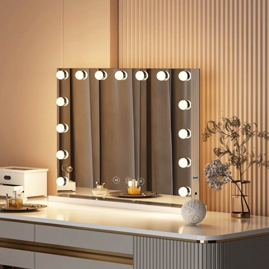QLAY Hollywood spiegel met led verlichting - 58 x 46 x 12 cm - make-up spiegel