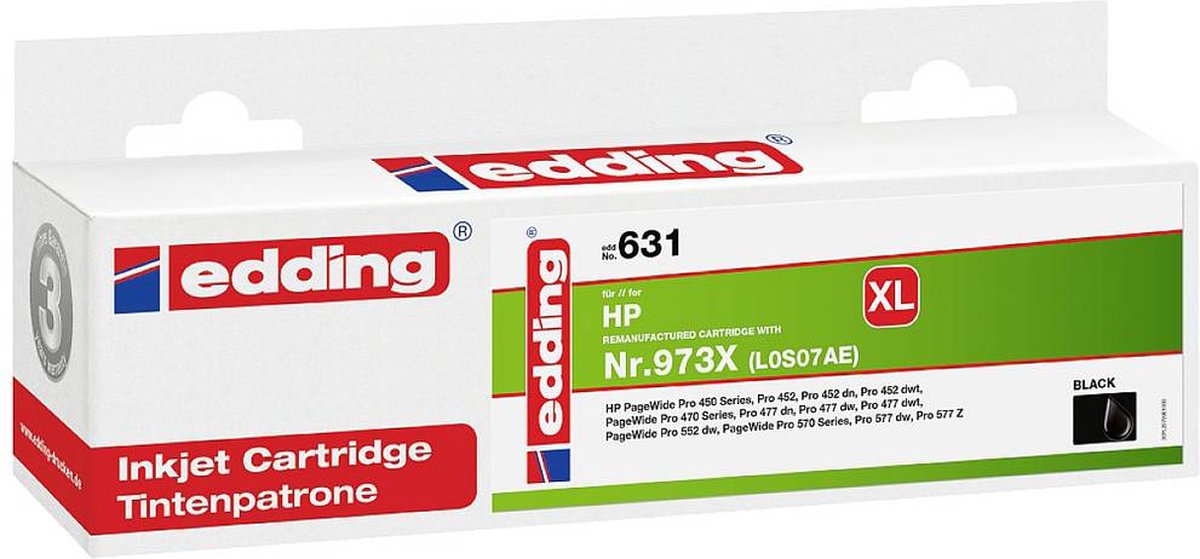 Edding Cartridge vervangt HP 973X (L0S07AE) Compatibel Zwart EDD-631 18-631