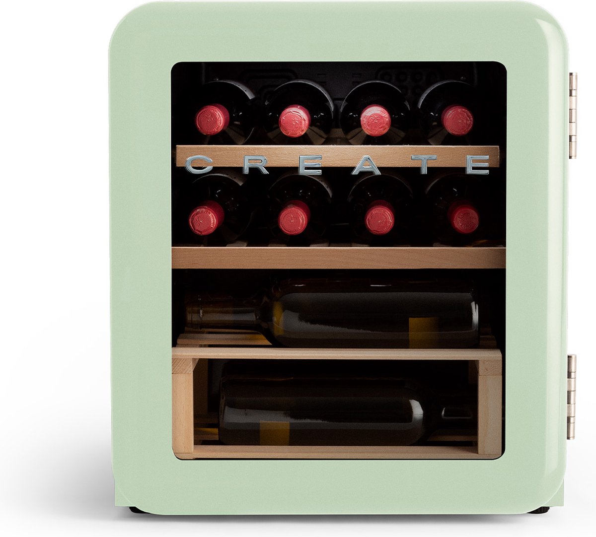 CREATE WINECOOLER RETRO M - Elektrische wijnkelder met 12 flessen - 48L - Temperatuurbereik van 4° tot 22° - Pastel Groen