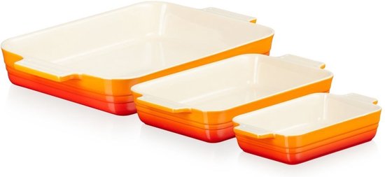 Le Creuset - Ovenschaal Classic Oranjerood - Set van 3 Stuks