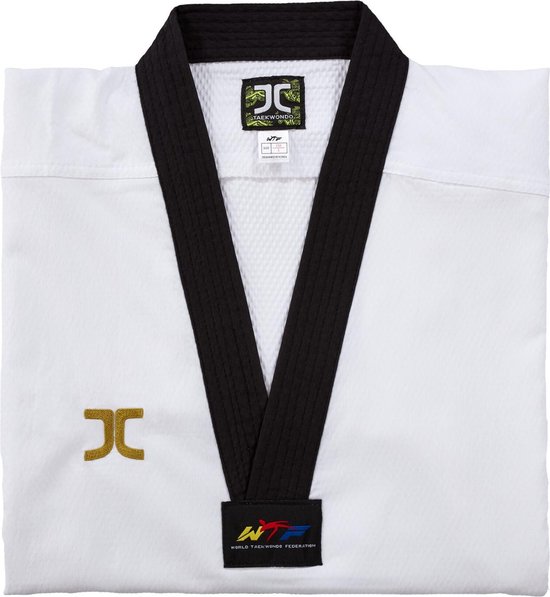 Taekwondo-pak (dobok) Vortex Fighter II JCalicu | WT | Zwarte kraag (Maat: 160)