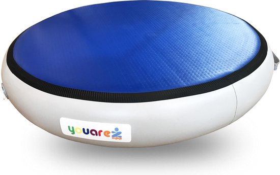 AirSpot - AirTrack Pro 100cm dia 20cm hoog | Turnmat gymnastiek - Carbon air spot rond | YouAreAir ronde spring mat met voetpomp
