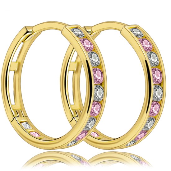 Juwelier Zwartevalk - 9 karaat gouden oorbellen met zirkonia-P/18mm