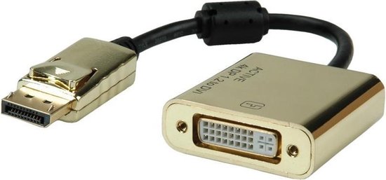 ROLINE 12.88.3175 tussenstuk voor kabels DisplayPort DVI-D 24 + 1 Zwart, Goud