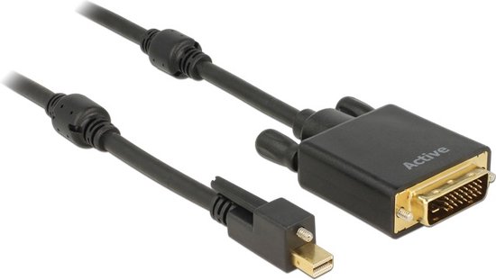 Premium Mini DisplayPort 1.2 naar DVI actieve kabel (4K 30 Hz) / zwart - 1 meter