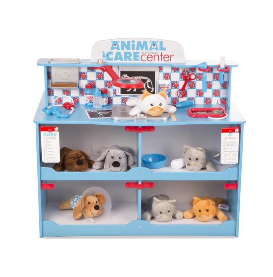 Melissa & Doug Houten activiteitencentrum voor dierenverzorging - Behandelruimte en trimsalon voor knuffeldieren (niet inbegrepen)