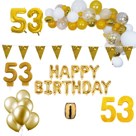 53 jaar Verjaardag Versiering Pakket Goud XL