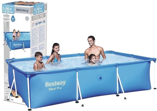 Bestway Steel Pro - zwembad - 300x201x66 cm - opzetzwembad - rechthoek