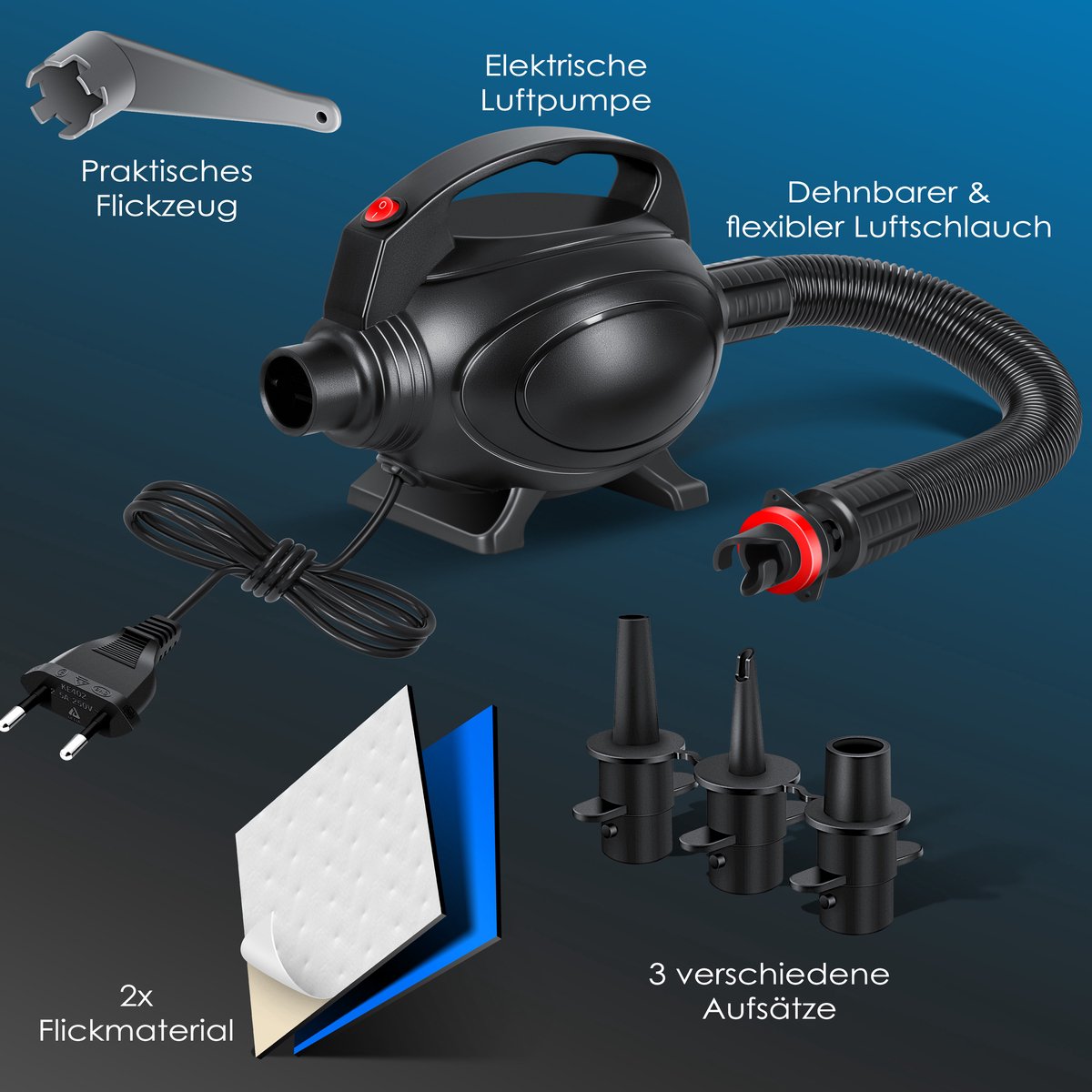 KESSER® Gymnastiekmat Opblaasbare Airtrack Fitnessmat|Yogamat,Tumblingmatten,Trainingsmat,Sportmat |Sporten & Spelen|Buiten & Binnen|incl. Draagtas & Electr. Luchtpomp - Blauw / 5M