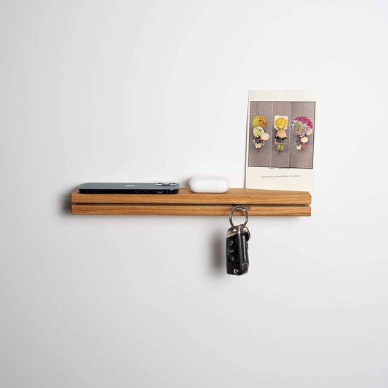 Wooden Key Holder with XXL Shelf Handmade in Bavaria Several Wood Types and Designs to Choose From Key Rack Key Holder Key Rack Key Board (Oak, 35 cm)