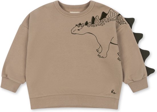 Konges Sløjd Lou Sweatshirt/Trui Animal Spike Dino - Oxford Tan - Maat 2 jaar