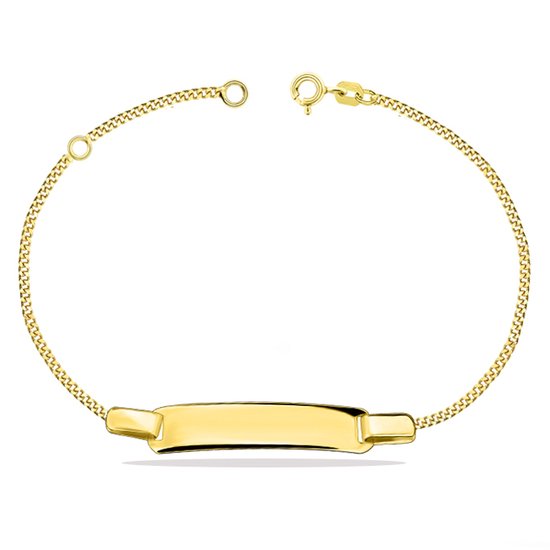 Juwelier Zwartevalk 9 KARAAT KINDERARMBAND MET PLAAT 13.176/10,5-12,5cm