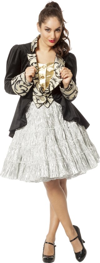 Wilbers & Wilbers - Petticoat Swing Luxe Metallic Zilver - Zilver - One Size - Carnavalskleding - Verkleedkleding