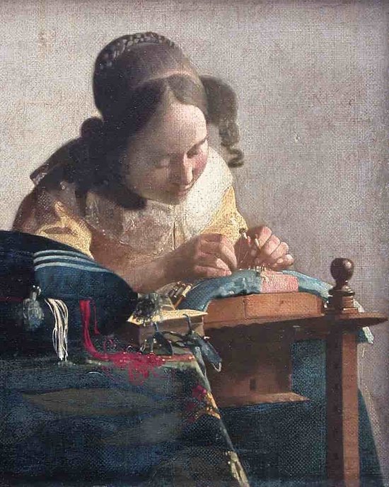 Diamond painting - De Kantwerkster van Johannes Vermeer - Oude meesters - Geproduceerd in Nederland - 50 x 70 cm - canvas materiaal - vierkante steentjes - Binnen 2-3 werkdagen in huis