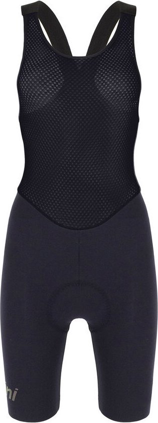 Santini Fietsbroek kort met bretels - koersbroek Dames Zwart - Unico - Bib Shorts For Lady Black - XL