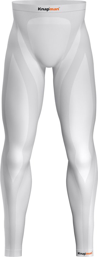 Knapman Zoned Compression Long Pants 45% Wit | Lange Compressiebroek - Compressie Leggings voor Heren | Maat XXL